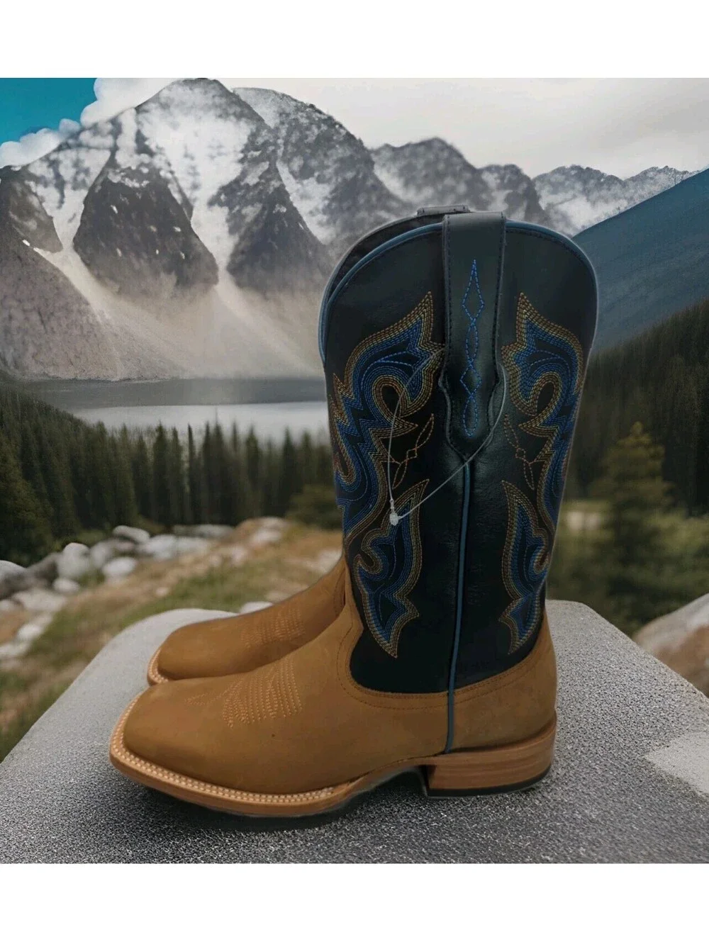 $330 J.B. Dillon Reserve Cowboy Western Blue Tan Leather Boot JBRP3250 Mens 8.5